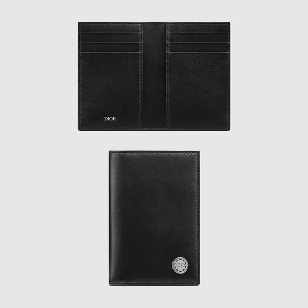 디올 가죽 CD Button 로고 더블 폴딩 카드지갑 2LEBH